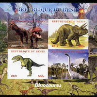 Benin 2011 Dinosaurs imperf sheetlet containing 4 values unmounted mint. Note this item is privately produced and is offered purely on its thematic appeal