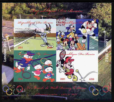 Benin 2011 The World of Walt Disney - Olympic Sports - Tennis imperf sheetlet containing 4 values unmounted mint. Note this item is privately produced and is offered purely on its thematic appeal