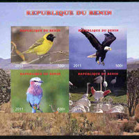 Benin 2011 Birds imperf sheetlet containing 4 values unmounted mint. Note this item is privately produced and is offered purely on its thematic appeal