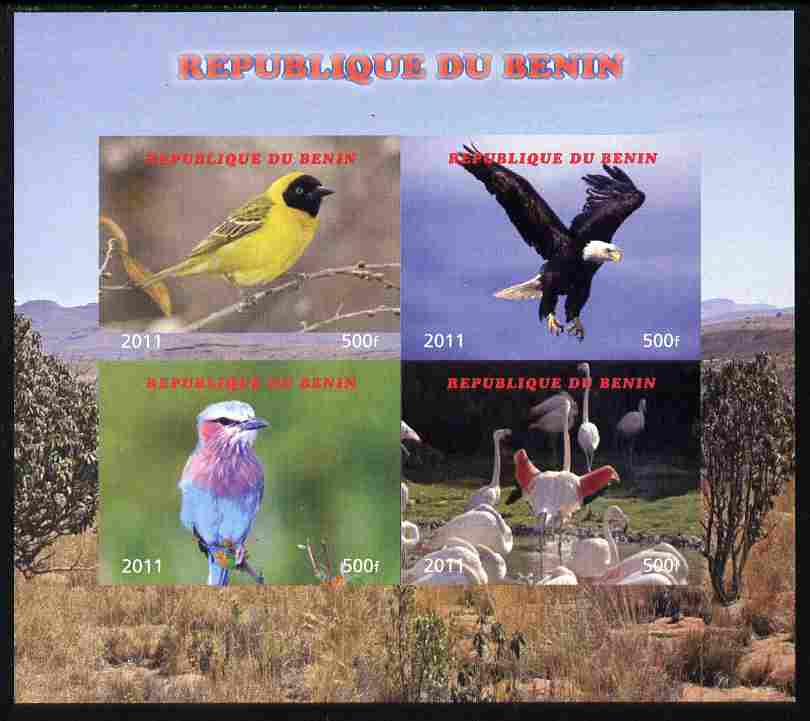 Benin 2011 Birds imperf sheetlet containing 4 values unmounted mint. Note this item is privately produced and is offered purely on its thematic appeal