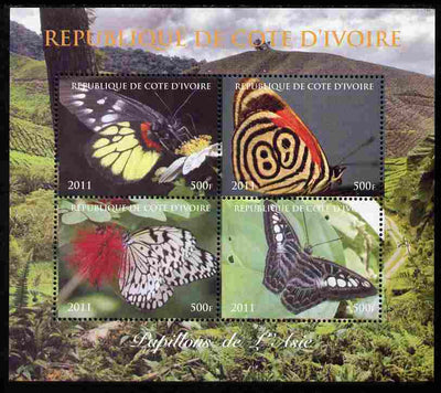 Ivory Coast 2011 Butterflies of Asia perf sheetlet containing 4 values unmounted mint. Note this item is privately produced and is offered purely on its thematic appeal