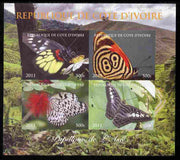 Ivory Coast 2011 Butterflies of Asia imperf sheetlet containing 4 values unmounted mint. Note this item is privately produced and is offered purely on its thematic appeal
