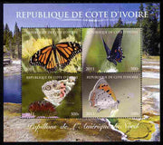 Ivory Coast 2011 Butterflies of North America perf sheetlet containing 4 values unmounted mint. Note this item is privately produced and is offered purely on its thematic appeal