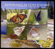 Ivory Coast 2011 Butterflies of North America imperf sheetlet containing 4 values unmounted mint. Note this item is privately produced and is offered purely on its thematic appeal