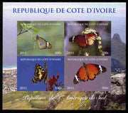 Ivory Coast 2011 Butterflies of South America imperf sheetlet containing 4 values unmounted mint. Note this item is privately produced and is offered purely on its thematic appeal