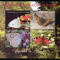 Ivory Coast 2011 Butterflies of Europe perf sheetlet containing 4 values unmounted mint. Note this item is privately produced and is offered purely on its thematic appeal