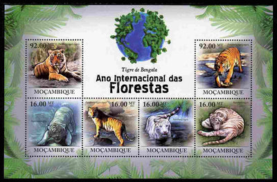 Mozambique 2011 International Year of Forests - Bengal Tigers perf sheetlet containing 6 values unmounted mint