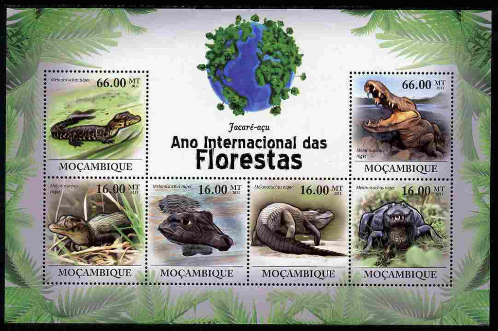 Mozambique 2011 International Year of Forests - Crocodiles perf sheetlet containing 6 values unmounted mint