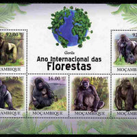 Mozambique 2011 International Year of Forests - Gorillas perf sheetlet containing 6 values unmounted mint