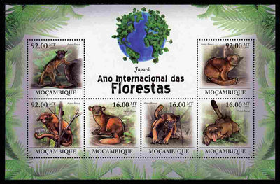 Mozambique 2011 International Year of Forests - Honey Bear perf sheetlet containing 6 values unmounted mint
