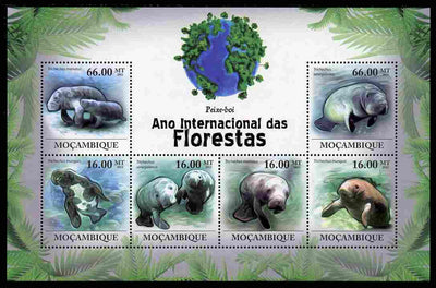 Mozambique 2011 International Year of Forests - Manatees perf sheetlet containing 6 values unmounted mint
