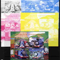 Central African Republic 2011 Thomas the Tank Engine sheetlet containing 4 values - the set of 5 imperf progressive proofs comprising the 4 individual colours plus all 4-colour composite, unmounted mint