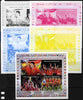 Central African Republic 2011 Football World Cup Winners - Spain sheetlet containing 4 values - the set of 5 imperf progressive proofs comprising the 4 individual colours plus all 4-colour composite, unmounted mint