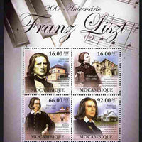 Mozambique 2011 200th Birth Anniversary of Franz Liszt perf sheetlet containing 4 values unmounted mint