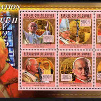 Guinea - Conakry 2011 Beatification of Pope John Paul II perf sheetlet containing 6 values unmounted mint