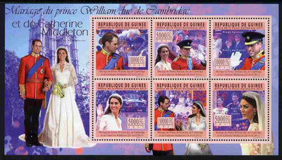 Guinea - Conakry 2011 Royal Wedding - William & Kate perf sheetlet containing 6 values unmounted mint
