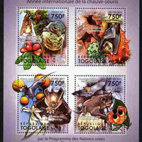 Togo 2011 International Year of Bats perf sheetlet containing 4 values unmounted mint