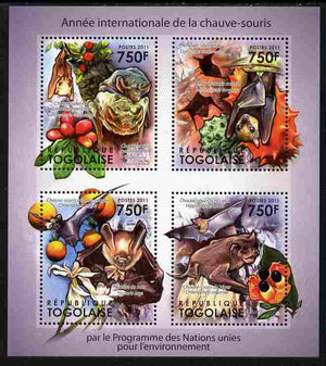 Togo 2011 International Year of Bats perf sheetlet containing 4 values unmounted mint