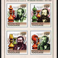 Togo 2011 175th Death Anniversary of Wilhelm Steinitz (chess) perf sheetlet containing 4 values unmounted mint