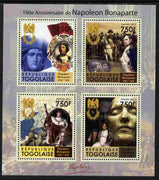 Togo 2011 190th Death Anniversary of Napoleon Bonaparte perf sheetlet containing 4 values unmounted mint