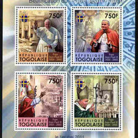 Togo 2011 Beatification of Pope John Paul II perf sheetlet containing 4 values unmounted mint