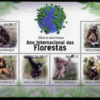 Mozambique 2011 International Year of the Forest - Monkeys perf sheetlet containing 6 values unmounted mint
