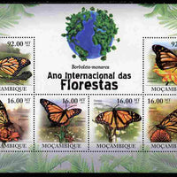 Mozambique 2011 International Year of the Forest - Butterflies perf sheetlet containing 6 values unmounted mint