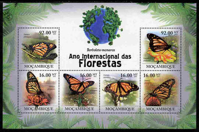 Mozambique 2011 International Year of the Forest - Butterflies perf sheetlet containing 6 values unmounted mint