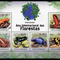 Mozambique 2011 International Year of the Forest - Poison Dart Frogs perf sheetlet containing 6 values unmounted mint