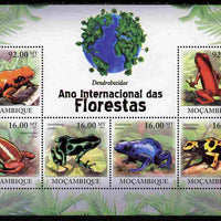 Mozambique 2011 International Year of the Forest - Poison Dart Frogs perf sheetlet containing 6 values unmounted mint