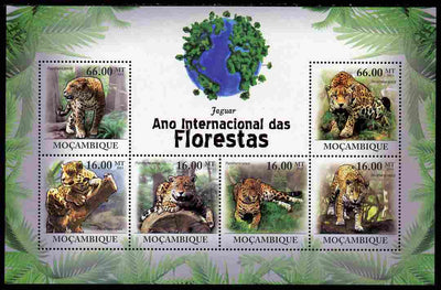 Mozambique 2011 International Year of the Forest - Jaguars perf sheetlet containing 6 values unmounted mint