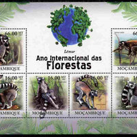 Mozambique 2011 International Year of the Forest - Lemurs perf sheetlet containing 6 values unmounted mint