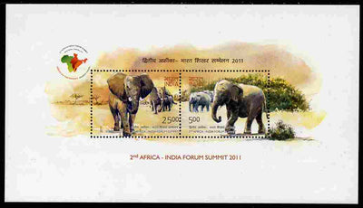 India 2011 Elephants perf m/sheet containing set of 2 values unmounted mint