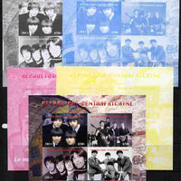 Central African Republic 2011 The Beatles #2 sheetlet containing 4 values - the set of 5 imperf progressive proofs comprising the 4 individual colours plus all 4-colour composite, unmounted mint