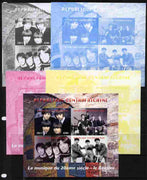Central African Republic 2011 The Beatles #2 sheetlet containing 4 values - the set of 5 imperf progressive proofs comprising the 4 individual colours plus all 4-colour composite, unmounted mint