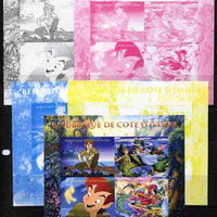 Ivory Coast 2011 The World of Walt Disney - Peter Pan sheetlet containing 4 values - the set of 5 imperf progressive proofs comprising the 4 individual colours plus all 4-colour composite, unmounted mint