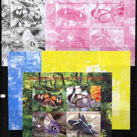 Ivory Coast 2011 Butterflies of Africa sheetlet containing 4 values - the set of 5 imperf progressive proofs comprising the 4 individual colours plus all 4-colour composite, unmounted mint