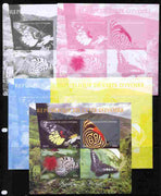 Ivory Coast 2011 Butterflies of Asia sheetlet containing 4 values - the set of 5 imperf progressive proofs comprising the 4 individual colours plus all 4-colour composite, unmounted mint