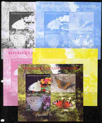 Ivory Coast 2011 Butterflies of Europe sheetlet containing 4 values - the set of 5 imperf progressive proofs comprising the 4 individual colours plus all 4-colour composite, unmounted mint