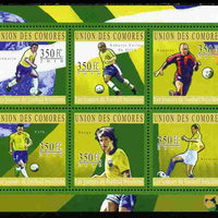Comoro Islands 2010 Brazilian Football Players perf sheetlet containing 6 values unmounted mint