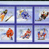 Comoro Islands 2010 Vancouver Winter Olympics perf sheetlet containing 6 values unmounted mint