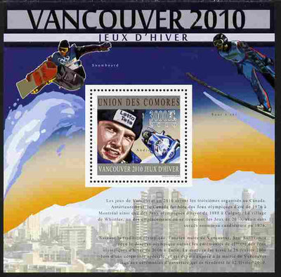 Comoro Islands 2010 Vancouver Winter Olympics perf s/sheet unmounted mint