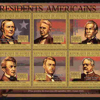 Guinea - Conakry 2010-11 Presidents of the USA #21 - Chester A Arthur perf sheetlet containing 6 values unmounted mint Michel 8036-41