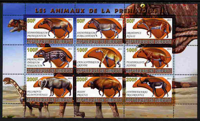 Djibouti 2011 Prehistoric Animals #1 perf sheetlet containing 9 values unmounted mint