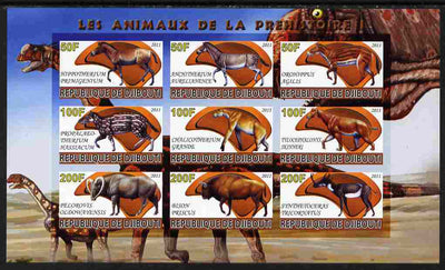 Djibouti 2011 Prehistoric Animals #1 imperf sheetlet containing 9 values unmounted mint
