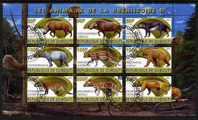 Djibouti 2011 Prehistoric Animals #2 perf sheetlet containing 9 values fine cto used