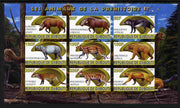 Djibouti 2011 Prehistoric Animals #2 imperf sheetlet containing 9 values unmounted mint