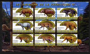 Djibouti 2011 Prehistoric Animals #2 imperf sheetlet containing 9 values unmounted mint