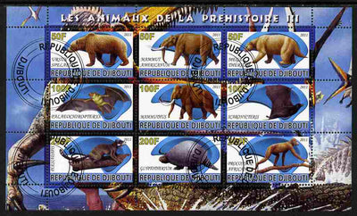 Djibouti 2011 Prehistoric Animals #3 perf sheetlet containing 9 values fine cto used