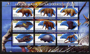 Djibouti 2011 Prehistoric Animals #3 perf sheetlet containing 9 values unmounted mint